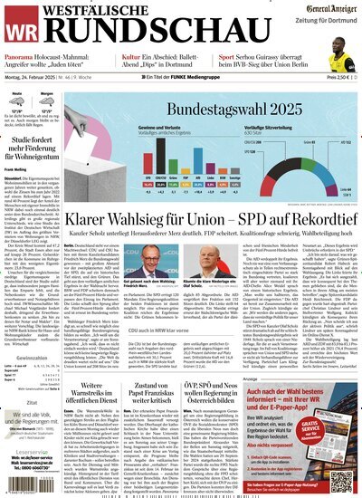 Titelbild der Ausgabe 46/2025 von Westfälische Rundschau. Diese Zeitschrift und viele weitere Zeitungsabos als Abo oder epaper bei United Kiosk online kaufen.