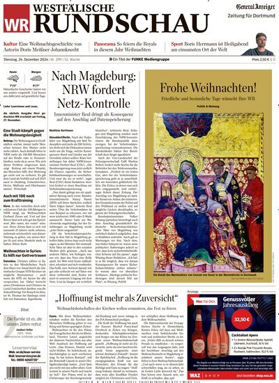 Titelbild der Ausgabe 301/2024 von Westfälische Rundschau. Diese Zeitschrift und viele weitere Zeitungsabos als Abo oder epaper bei United Kiosk online kaufen.