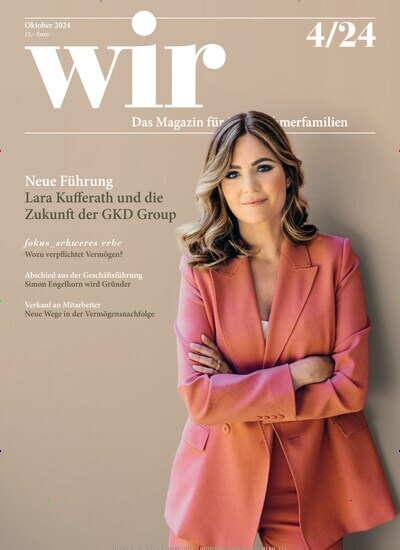 Titelbild der Ausgabe 4/2024 von WIR - Magazin für Unternehmerfamilien. Diese Zeitschrift und viele weitere Businessmagazine als Abo oder epaper bei United Kiosk online kaufen.