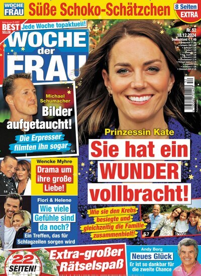 Titelbild der Ausgabe 52/2024 von Woche der Frau. Diese Zeitschrift und viele weitere Frauenzeitschriften als Abo oder epaper bei United Kiosk online kaufen.