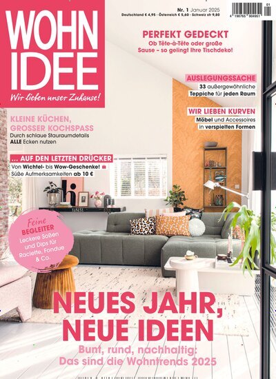 Titelbild der Ausgabe 1/2025 von Wohnidee. Diese Zeitschrift und viele weitere Gartenzeitschriften und Wohnzeitschriften als Abo oder epaper bei United Kiosk online kaufen.