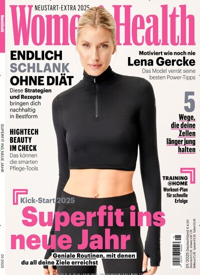 Titelbild der Ausgabe 1/2025 von Womens Health. Diese Zeitschrift und viele weitere Frauenzeitschriften als Abo oder epaper bei United Kiosk online kaufen.