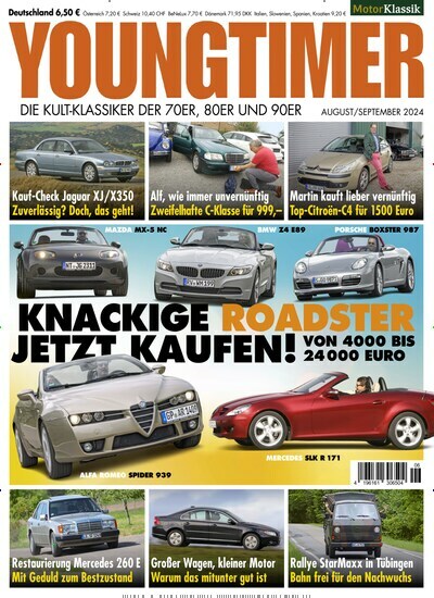 Titelbild der Ausgabe 6/2024 von Youngtimer. Diese Zeitschrift und viele weitere Automagazine und Motorradzeitschriften als Abo oder epaper bei United Kiosk online kaufen.