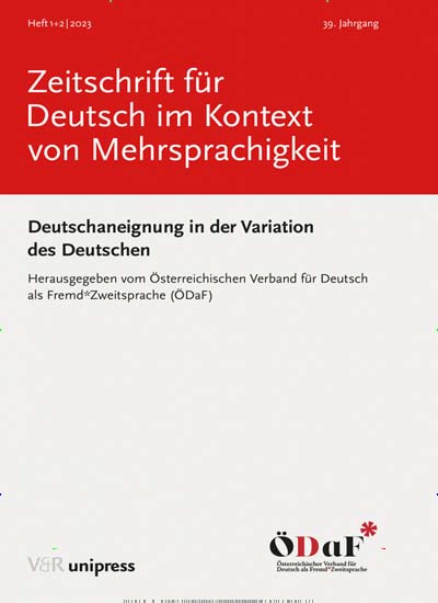 Titelbild der Ausgabe 1/2024 von Zeitschrift für Deutsch im Kontext von Mehrsprachigkeit. Diese Zeitschrift und viele weitere Wissenschaftsmagazine als Abo oder epaper bei United Kiosk online kaufen.