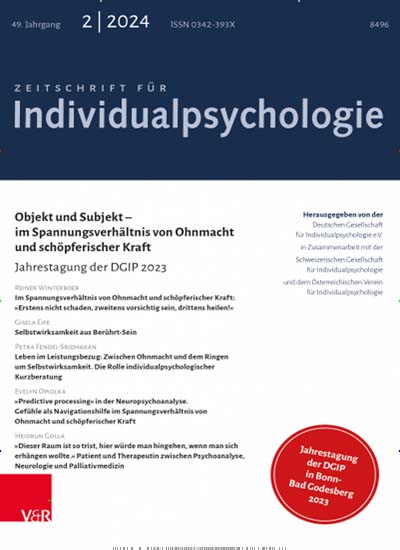 Titelbild der Ausgabe 2/2024 von Zeitschrift für Individualpsychologie. Diese Zeitschrift und viele weitere Pflegezeitschriften und medizinische Fachzeitschriften als Abo oder epaper bei United Kiosk online kaufen.