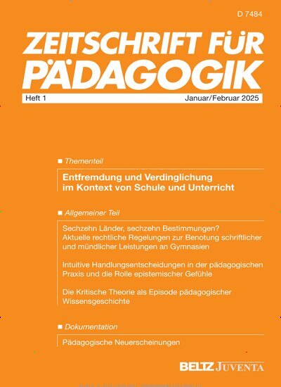 Titelbild der Ausgabe 1/2025 von Zeitschrift für Pädagogik. Diese Zeitschrift und viele weitere Zeitschriften für Pädagogik als Abo oder epaper bei United Kiosk online kaufen.