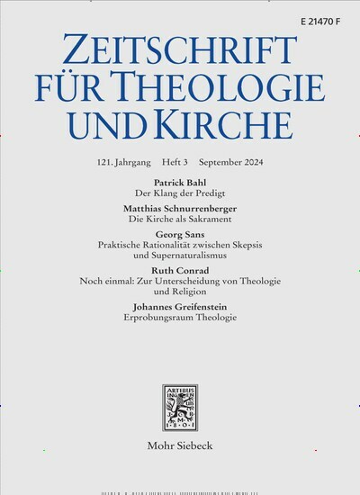 Titelbild der Ausgabe 3/2024 von Zeitschrift für Theologie und Kirche (ZThK). Diese Zeitschrift und viele weitere Kunstmagazine und Kulturmagazine als Abo oder epaper bei United Kiosk online kaufen.