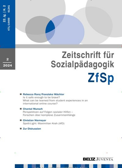 Titelbild der Ausgabe 2/2024 von ZfSp Zeitschrift für Sozialpädagogik. Diese Zeitschrift und viele weitere Zeitschriften für Pädagogik als Abo oder epaper bei United Kiosk online kaufen.