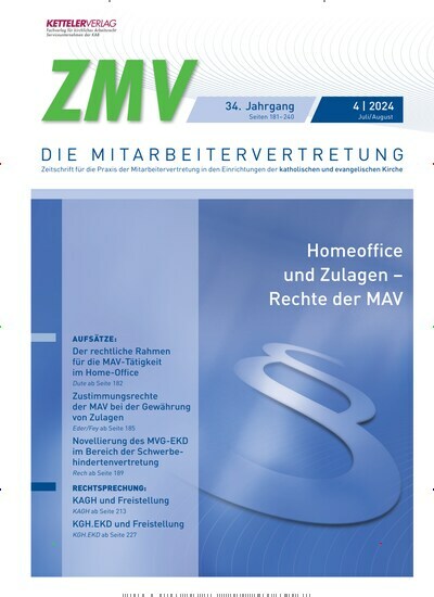 Titelbild der Ausgabe 4/2024 von ZMV - DIE MITARBEITERVERTRETUNG. Diese Zeitschrift und viele weitere Jurazeitschriften und Zeitschriften für Verwaltung als Abo oder epaper bei United Kiosk online kaufen.