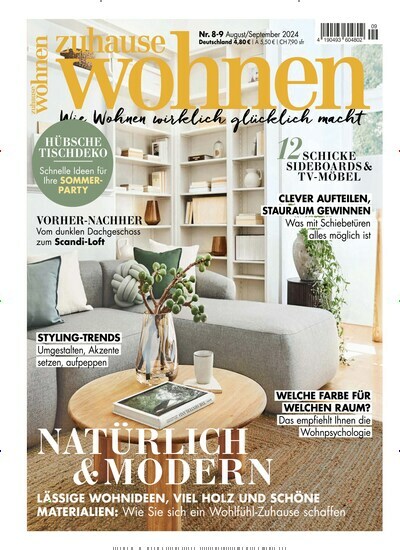 Titelbild der Ausgabe 9/2024 von Zuhause Wohnen. Diese Zeitschrift und viele weitere Gartenzeitschriften und Wohnzeitschriften als Abo oder epaper bei United Kiosk online kaufen.