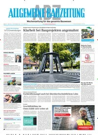 Titelbild der Ausgabe 36/2024 von ABZ - Allgemeine Bauzeitung. Diese Zeitschrift und viele weitere Architekturzeitschriften und Bauzeitschriften als Abo oder epaper bei United Kiosk online kaufen.