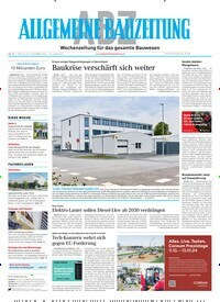 Titelbild der Ausgabe 38/2024 von ABZ - Allgemeine Bauzeitung. Diese Zeitschrift und viele weitere Architekturzeitschriften und Bauzeitschriften als Abo oder epaper bei United Kiosk online kaufen.