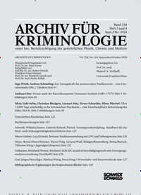 Titelbild der Ausgabe 10/2024 von Archiv für Kriminologie. Diese Zeitschrift und viele weitere Jurazeitschriften und Zeitschriften für Verwaltung als Abo oder epaper bei United Kiosk online kaufen.