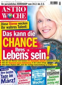 Titelbild der Ausgabe 9/2025 von Astrowoche. Diese Zeitschrift und viele weitere Frauenzeitschriften als Abo oder epaper bei United Kiosk online kaufen.