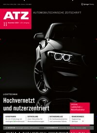 Titelbild der Ausgabe 11/2024 von ATZ Automobiltechnische Zeitschrift. Diese Zeitschrift und viele weitere Industriemagazine und Handwerkmagazine als Abo oder epaper bei United Kiosk online kaufen.