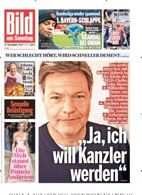 Titelbild der Ausgabe 50/2024 von Bild am Sonntag Gesamtausgabe. Diese Zeitschrift und viele weitere Zeitungsabos als Abo oder epaper bei United Kiosk online kaufen.