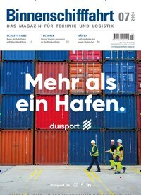 Titelbild der Ausgabe 7/2024 von Binnenschifffahrt. Diese Zeitschrift und viele weitere Logistikmagazine und Medienmagazine als Abo oder epaper bei United Kiosk online kaufen.