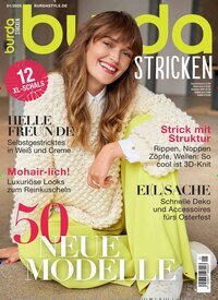 Titelbild der Ausgabe 1/2025 von burda stricken. Diese Zeitschrift und viele weitere Modemagazine und DIY-Magazine als Abo oder epaper bei United Kiosk online kaufen.