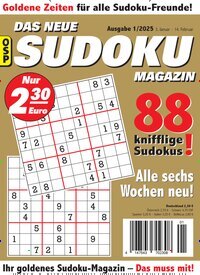 Titelbild der Ausgabe 1/2025 von Das neue Sudoku Magazin. Diese Zeitschrift und viele weitere Groschenromane und Rätselhefte als Abo oder epaper bei United Kiosk online kaufen.