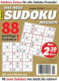 Titelbild der Ausgabe 10/2024 von Das neue Sudoku Magazin. Diese Zeitschrift und viele weitere Groschenromane und Rätselhefte als Abo oder epaper bei United Kiosk online kaufen.