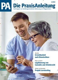 Titelbild der Ausgabe 2/2024 von Die PraxisAnleitung. Diese Zeitschrift und viele weitere Pflegezeitschriften und medizinische Fachzeitschriften als Abo oder epaper bei United Kiosk online kaufen.