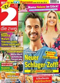 Titelbild der Ausgabe 37/2024 von die zwei. Diese Zeitschrift und viele weitere Programmzeitschriften als Abo oder epaper bei United Kiosk online kaufen.