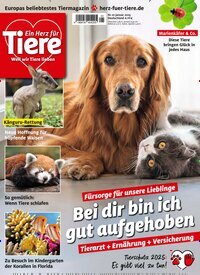 Titelbild der Ausgabe 1/2025 von Ein Herz für Tiere. Diese Zeitschrift und viele weitere Elternzeitschriften und Tierzeitschriften als Abo oder epaper bei United Kiosk online kaufen.