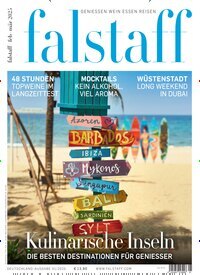 Titelbild der Ausgabe 1/2025 von falstaff Magazin Deutschland. Diese Zeitschrift und viele weitere Kochzeitschriften und Backzeitschriften als Abo oder epaper bei United Kiosk online kaufen.