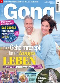 Titelbild der Ausgabe 1/2025 von Gong. Diese Zeitschrift und viele weitere Programmzeitschriften als Abo oder epaper bei United Kiosk online kaufen.