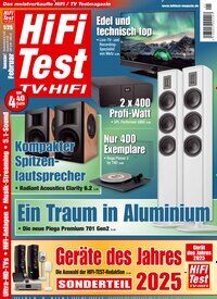 Titelbild der Ausgabe 1/2025 von Hifi Test TV Video. Diese Zeitschrift und viele weitere Audiomagazine, Filmmagazine und Fotozeitschriften als Abo oder epaper bei United Kiosk online kaufen.