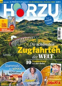 Titelbild der Ausgabe 43/2024 von HÖRZU. Diese Zeitschrift und viele weitere Programmzeitschriften als Abo oder epaper bei United Kiosk online kaufen.