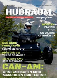 Titelbild der Ausgabe 4/2024 von Hubraum Magazine. Diese Zeitschrift und viele weitere Automagazine und Motorradzeitschriften als Abo oder epaper bei United Kiosk online kaufen.