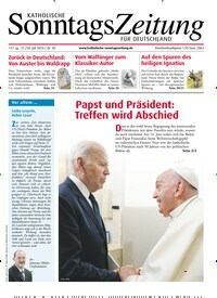 Titelbild der Ausgabe 30/2024 von Katholische Sonntagszeitung für Deutschland. Diese Zeitschrift und viele weitere Kunstmagazine und Kulturmagazine als Abo oder epaper bei United Kiosk online kaufen.