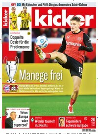 Titelbild der Ausgabe 20/2025 von kicker. Diese Zeitschrift und viele weitere Sportmagazine als Abo oder epaper bei United Kiosk online kaufen.