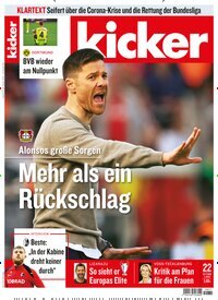 Titelbild der Ausgabe 22/2025 von kicker. Diese Zeitschrift und viele weitere Sportmagazine als Abo oder epaper bei United Kiosk online kaufen.