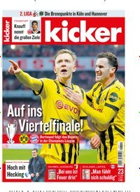 Titelbild der Ausgabe 23/2025 von kicker. Diese Zeitschrift und viele weitere Sportmagazine als Abo oder epaper bei United Kiosk online kaufen.