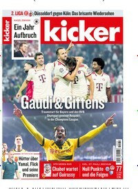 Titelbild der Ausgabe 77/2024 von kicker. Diese Zeitschrift und viele weitere Sportmagazine als Abo oder epaper bei United Kiosk online kaufen.