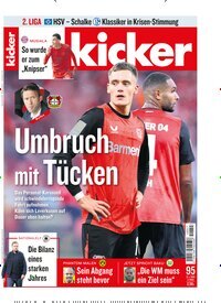 Titelbild der Ausgabe 95/2024 von kicker. Diese Zeitschrift und viele weitere Sportmagazine als Abo oder epaper bei United Kiosk online kaufen.