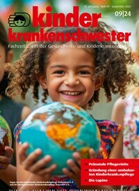 Titelbild der Ausgabe 9/2024 von Kinderkrankenschwester. Diese Zeitschrift und viele weitere Pflegezeitschriften und medizinische Fachzeitschriften als Abo oder epaper bei United Kiosk online kaufen.