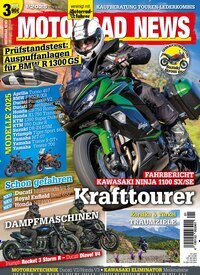 Titelbild der Ausgabe 1/2025 von Motorrad News. Diese Zeitschrift und viele weitere Automagazine und Motorradzeitschriften als Abo oder epaper bei United Kiosk online kaufen.