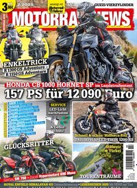 Titelbild der Ausgabe 2/2025 von Motorrad News. Diese Zeitschrift und viele weitere Automagazine und Motorradzeitschriften als Abo oder epaper bei United Kiosk online kaufen.