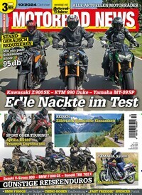 Titelbild der Ausgabe 10/2024 von Motorrad News. Diese Zeitschrift und viele weitere Automagazine und Motorradzeitschriften als Abo oder epaper bei United Kiosk online kaufen.