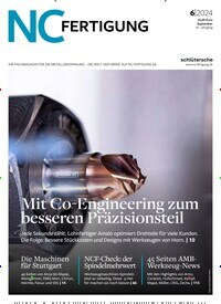 Titelbild der Ausgabe 6/2024 von NC-Fertigung. Diese Zeitschrift und viele weitere Industriemagazine und Handwerkmagazine als Abo oder epaper bei United Kiosk online kaufen.