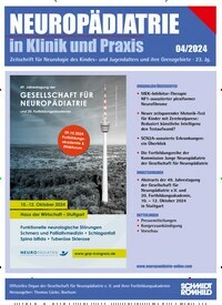 Titelbild der Ausgabe 4/2024 von Neuropädiatrie in Klinik und Praxis. Diese Zeitschrift und viele weitere Pflegezeitschriften und medizinische Fachzeitschriften als Abo oder epaper bei United Kiosk online kaufen.