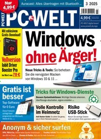 Titelbild der Ausgabe 3/2025 von PC Welt. Diese Zeitschrift und viele weitere Computerzeitschriften, Tabletmagazine und Smartphonemagazine als Abo oder epaper bei United Kiosk online kaufen.