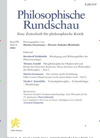 Titelbild der Ausgabe 2/2024 von Philosophische Rundschau (PhR). Diese Zeitschrift und viele weitere Wissenschaftsmagazine als Abo oder epaper bei United Kiosk online kaufen.