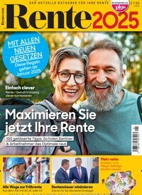 Titelbild der Ausgabe 1/2025 von plus Magazin Sonderheft Rente. Diese Zeitschrift und viele weitere Wirtschaftsmagazine und Politikmagazine als Abo oder epaper bei United Kiosk online kaufen.