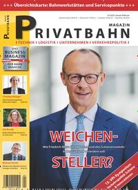 Titelbild der Ausgabe 1/2025 von Privatbahn Magazin. Diese Zeitschrift und viele weitere Logistikmagazine und Medienmagazine als Abo oder epaper bei United Kiosk online kaufen.