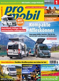 Titelbild der Ausgabe 1/2025 von promobil. Diese Zeitschrift und viele weitere Automagazine und Motorradzeitschriften als Abo oder epaper bei United Kiosk online kaufen.