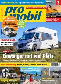 Titelbild der Ausgabe 3/2025 von promobil. Diese Zeitschrift und viele weitere Automagazine und Motorradzeitschriften als Abo oder epaper bei United Kiosk online kaufen.